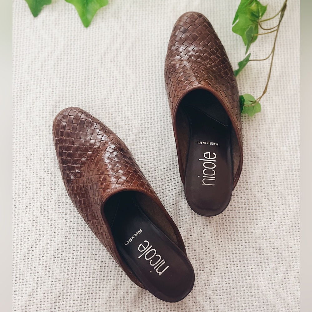 Nicole Woven Brown Mules 8.5